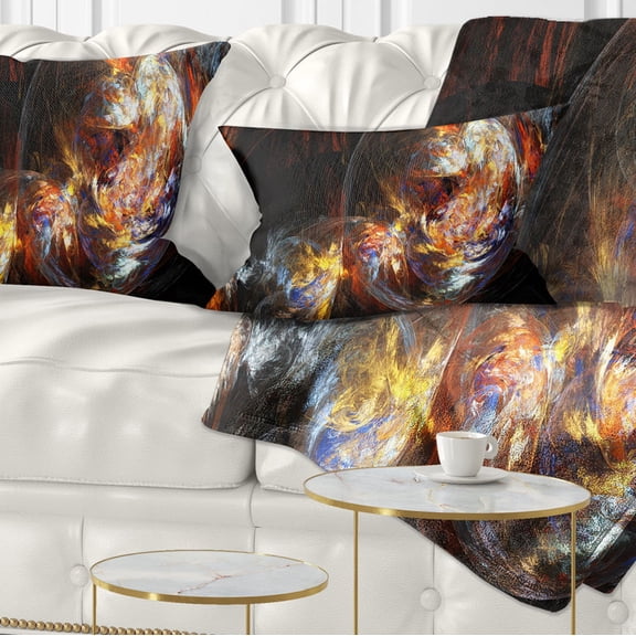 Designart Bubble Smoke Golden - Abstract Throw Pillow - 12x20