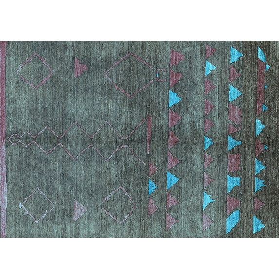Ahgly Company Indoor Rectangle Solid Light Blue Modern Area Rugs, 5' x 7'