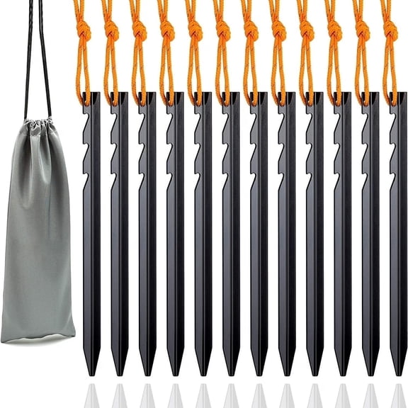 Moopom Heavy Duty Tri-Beam Metal Stakes Aluminum 12 Pack