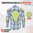 thumbnail image 4 of Daniel Smart Men’s Motorcycle Shirt - All Season Sporty Armored Flannel Shirt – Water Resistant and Durable, 4 of 10