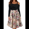 thumbnail image 2 of Vestido Floral de Corte A, Larga, Hombros Descubiertos y Corte Entallado para Mujer, y Otoño Rosa L, 2 of 8