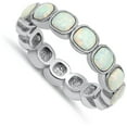 thumbnail image 4 of CHOOSE YOUR COLOR White Simulated Opal Eternity Ring .925 Sterling Silver Band CZ Female Size 10, 4 of 4