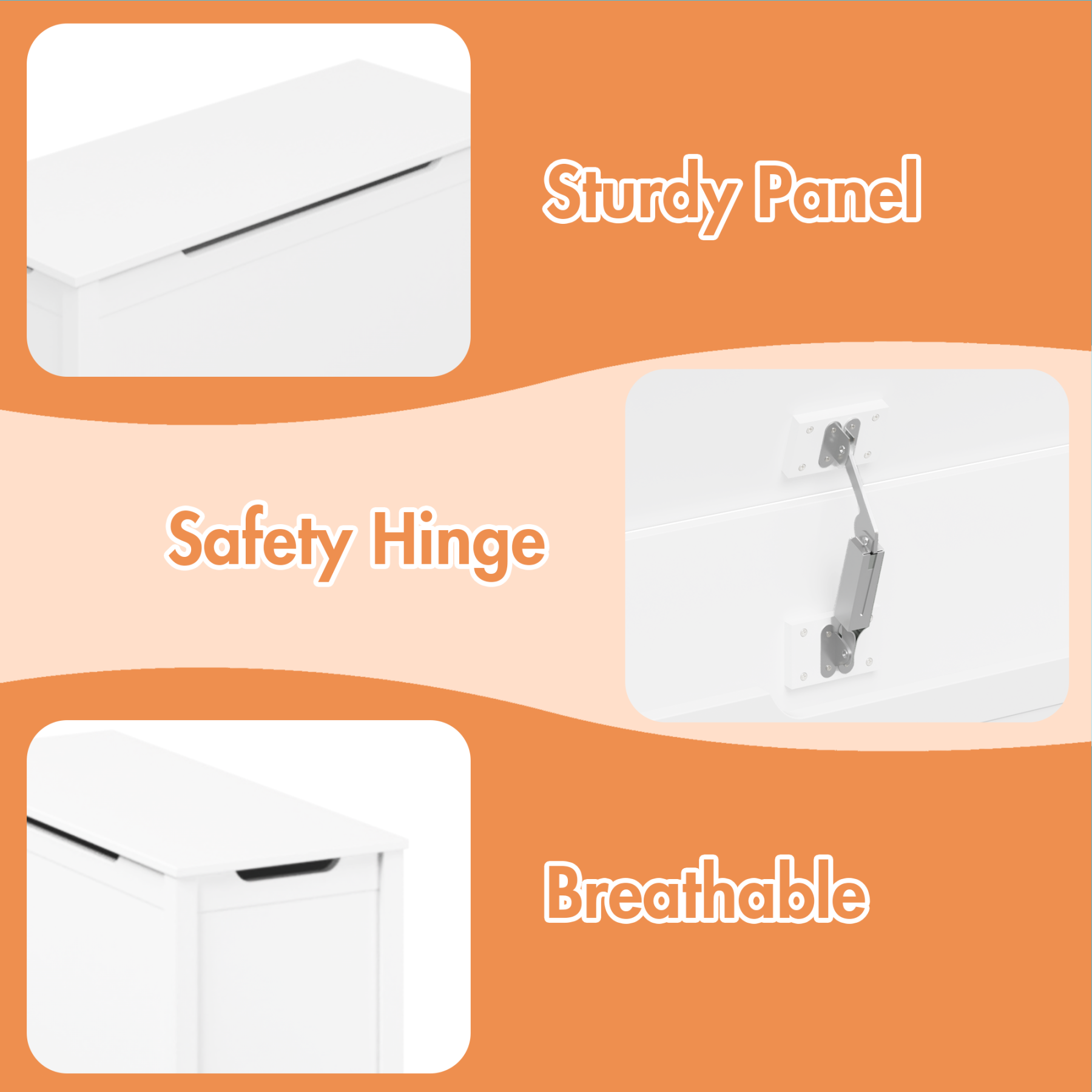 Newboti Furniture Kids Wooden Toy Box Storage with Safety Hinged Lid for Ages 2& (White) 22306