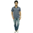 thumbnail image 5 of Atasi Men's Short Sleeve Gray Cotton Kurta Collar Shirt Casual Clothing-Small, 5 of 7