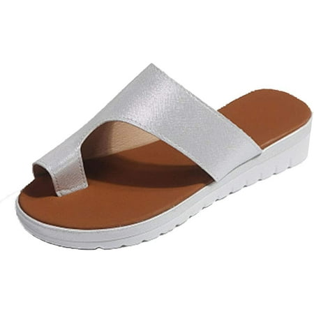 

Womens Summer Sandals Comfy Slippers for Big Toe Bone Correction Flat Flip Flops Shoes