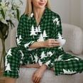 thumbnail image 6 of Bingfone Womens Pajama Sets Christmas tree green plaid Print,Long Sleeve Loungewear Pajamas Set-, 6 of 8