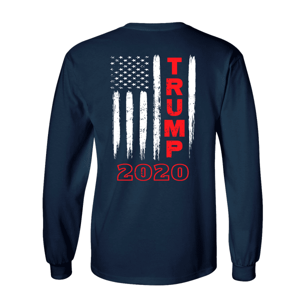 Trenz Shirt Company - Patriotic American Flag Trump Flag Long Sleeve T ...