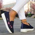 thumbnail image 5 of XIAQUJ Ladies Fashion Solid Color Breathable Knitted Mesh Embroidered Decorative Flat Bottom Casual Sports Shoes Women's Fashion Sneakers Dark Blue 8(40), 5 of 8