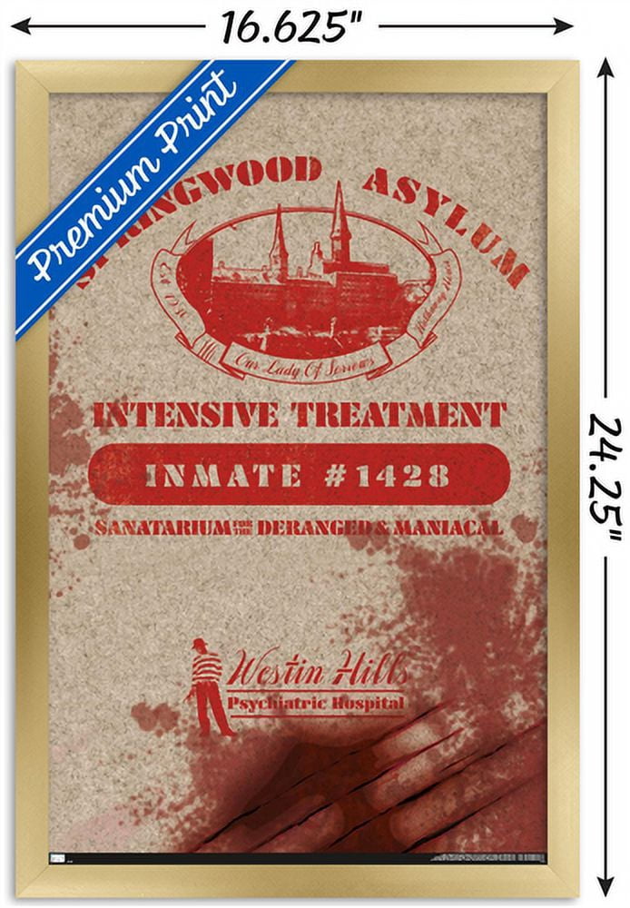 A Nightmare on Elm Street - Springwood Asylum Wall Poster, 14.725" x 22.375", Framed
