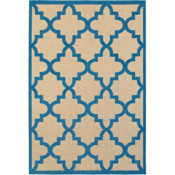 Cayman 660L9 Sand and Blue Area Rug 6' 7" X 9' 6"