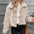 thumbnail image 7 of YUNAFFT Cozy Double-Sided Fleece Jacket with Button Lapel Collar Casual Outerwear for Women, 7 of 7