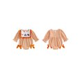 thumbnail image 2 of Cjfdfy Newborn Baby Girl Game Day Fall Outfit Animal Football Season Stripe Long Sleeve Ruffled Bow Collar Romper Infant Cute My First Football Season Fall Winter Clothes 0-18M, 2 of 9
