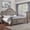 Gray + Solid Wood + Wood + Casual + Contemporary + Transitional-1, variant on Luckynote Queen Panel Bed 1pc Contemporary Style Dark Walnut Bedroom Furniture Formal Floral Design in Headboard