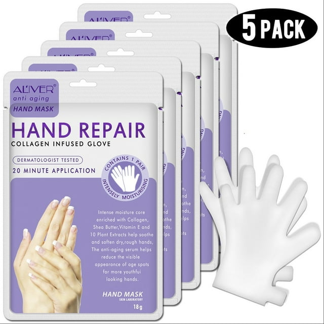 Hand Mask Moisturizing Gloves for Dry, Aging, Cracked Hands - 5 Pcs