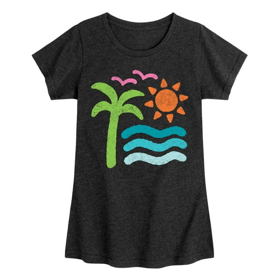 Instant Message - Abstract Beach Scene - Toddler & Youth Girls Short Sleeve Graphic T-Shirt