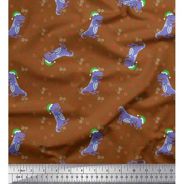Soimoi Velvet Fabric Floral,Envelope & Fox Kids Print Fabric by the Yard 58 Inch Wide