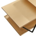 thumbnail image 4 of 48 Inch 2 Tier Top Coffee Table with Bottom Shelf, V Shape Black Metal Legs, Light Maple Wood, 4 of 7