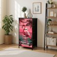 thumbnail image 7 of Modern Dresser for Bedroom with 4 Storage Drawers Flamingo Sunset Pink Sky Palm Trees Tropical Beach Scene Dressers Chest of Drawers Steel Framed Fabric Closet Organizers for Entryway, 7 of 7