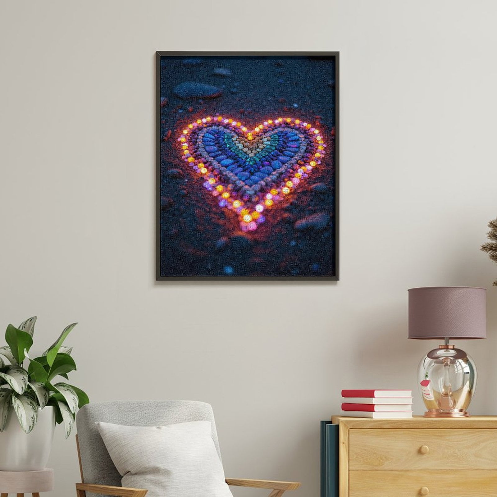 Paint By Numbers Kit for Adults Beginner - DIY Illuminated Heart Pebbles Art Canvas Painting Kits for Adults, Frameless Paint By Number for Adults for Home Wall Decor 16x20 Inch
