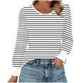 thumbnail image 3 of JUSLIO Blouses for Women Irregular Print Graphic Shirts Tops Fashion Long Sleeve Round Neck Shirts Tops White M, 3 of 6