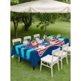thumbnail image 4 of Outdoor Tablecloth with Umbrella Hole for Patio/Picnic/Party/Camping, Patriotic USA Flag Waterproof Table Cloth Rectangle Table Cover Washable, Independence Day Firework Blue Striped (60"x 84"), 4 of 9