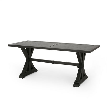 Noble House Wasco Aluminum Outdoor Dining Table, Antique Black