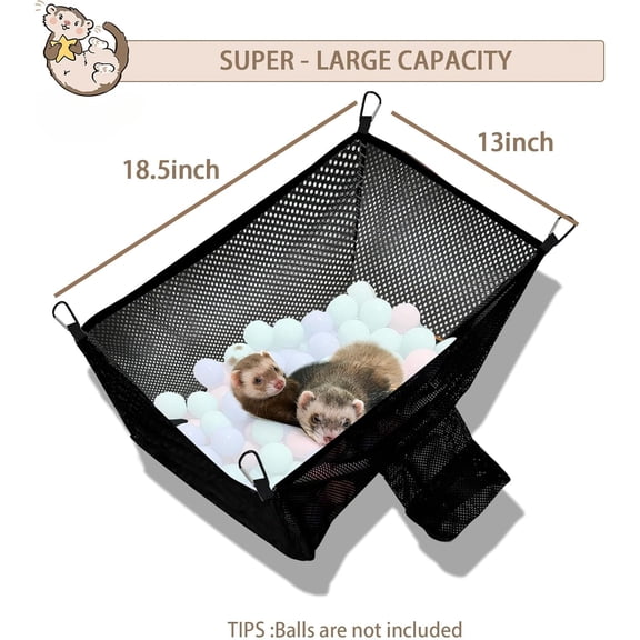 Ferret Ball Pit Hammock - Cage Playpen Cube Toy Box, Must-Have Tunnel System Compatible for Ferrets (Balls Not Included)