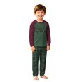 thumbnail image 3 of Matching Christmas Pajamas for Family, Ultra-Soft Cotton Holiday Pajamas, Xmas Letter Print Purple Raglan Green Plaid Pjs Pants, 3 of 5