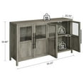 thumbnail image 4 of 55" Sideboard Buffet Cabinet with 4 Glass Doors – Modern Buffet Table, Coffee Bar & Wine Bar Display Cabinet for Kitchen, Dining Room, or Living Room (Grey), 4 of 8