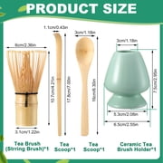Topekada 4Pcs Matcha Whisk,Eco-Friendly Bamboo Whisk for Matcha with Ceramic Whisk Holder,Bamboo Chasen and Scoops,Sustainable Tea Tools for Beginners,Easy Clean Matcha Whisk Kit
