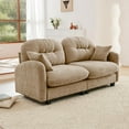 thumbnail image 4 of 74" Oversized Chenille Modular Sectional Loveseat Sofa with High-Density Foam Cushions and Tufted Pleated Cushion Backrest, Upholstered 2-Seater Cloud Couch with 2 Pillow, for Living Room, Camel, 4 of 7
