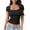 Black, variant on Women Casual Fashion Square Neck Short Sleeve T Shirt Slim Fit Solid Color Ribbed Knit Fitted Tee Shirts Basic Pullover Tops