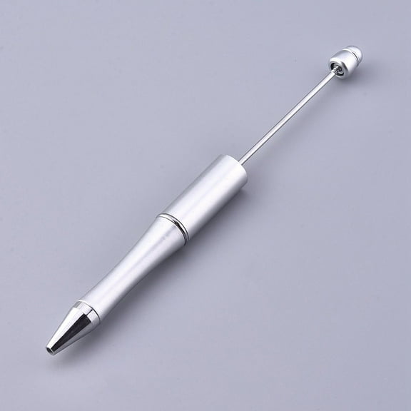 Plastic Beadable Pens Shaft Black Ink Ballpoint Pen for DIY Pen Decoration Silver 144x12mm The Middle Pole: 2mm