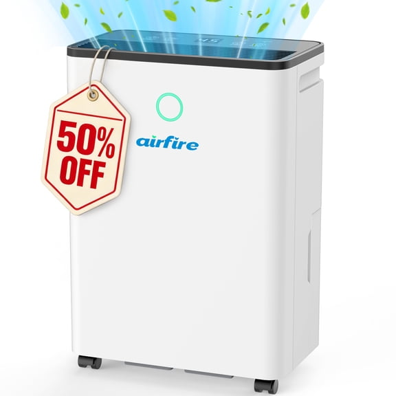 Airfire Dehumidifier, 19 Pint Dehumidifier with Drain Hose, Max 4500 Sq.Ft Dehumidifiers for Home Basement, 0.66 Gal Water Tank, Overflow Protection, Auto Defrost& Drain, Humidity Indicator