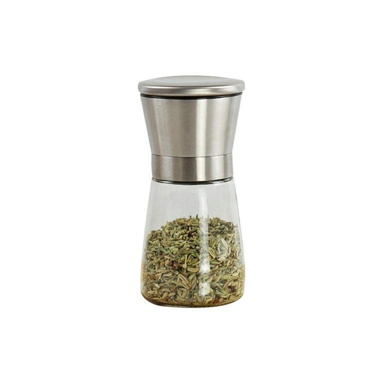 Premium Stainless Steel Salt and Pepper Grinder Set - Short Glass Shaker,  Pepper Mill & Salt Mill with Adjustable Coarseness, Refillable for  Himalayan