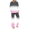 thumbnail image 4 of Uaswgudfs Pajama Sets for Women 2 Piece Soft Gradient Pjs Round Neck Long Sleeve Lounge Set for Summer Sleepwear 2025, 4 of 6