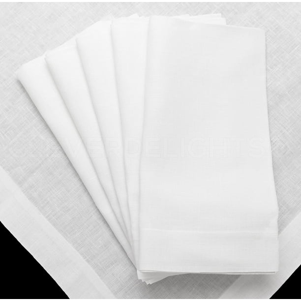 CleverDelights Servilletas blancas de 20.0 in – Paquete de 6 – Mezcla de lino y algodón 55/45