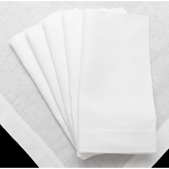 CleverDelights Servilletas blancas de 20.0 in – Paquete de 6 – Mezcla de lino y algodón 55/45