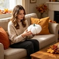 thumbnail image 6 of Pumpkin Throw Pillow, Modern Fall Decor Cushion For Couch, Soft Cotton Decorative Accent For Living Room Bedroom Farmhouse, White, 6 of 6