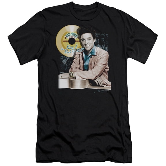 Elvis Presley Gold Record Premium Slim Fit 30/1 T-Shirt Black