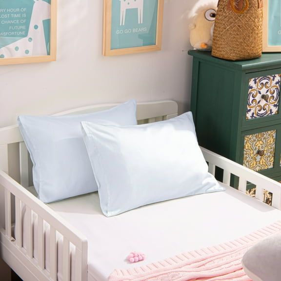 Flxxie 500 Count Egyptian Cotton Toddler Pillowcases, Ultra soft Travel Pillow Covers with Envelope Closure for Boys and Girls, White, 13" x 18", 2 Pack