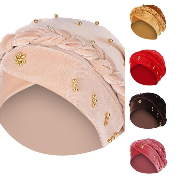 LiuXxxx Solid Beading Wrap Ruffle Cancer Women Baseball Cap with Elegant Hat Design Beige