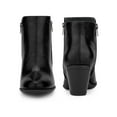 thumbnail image 2 of BLISSFUL STEP Women's Ankle Boots Mid Height Chunky Heel Round Toe Double Zipper Booties Black 7, 2 of 6