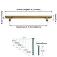 thumbnail image 4 of Goo-Ki 6-Pack Vintage Brass Drawer Handles 6.3" Hole Center（160mm） Hole Centers Straight Bar Pull for Kitchen Cabinets and Dresser Drawers, 4 of 5