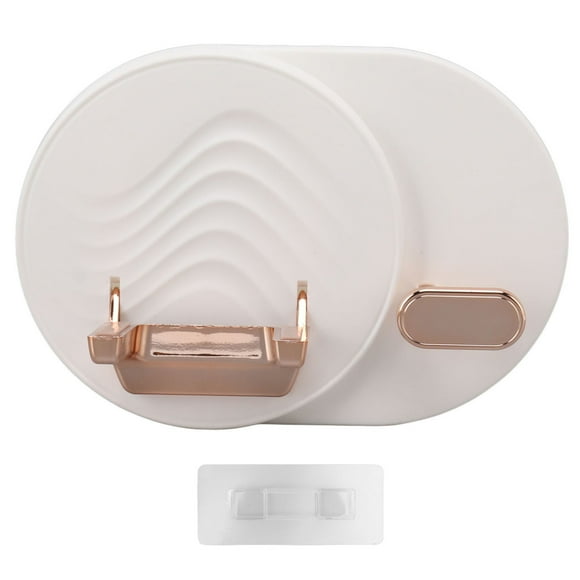 Estante para secador de pelo montado en la pared que ahorra espacio sin perforaciones Soporte para secador de pelo para baño Blanco