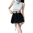 thumbnail image 2 of Nituyy Women´s Summer Mini A-line Skirt Solid Color Low Waist Tie Up Zipper Skirt, 2 of 7