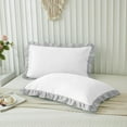 thumbnail image 2 of Ayanshi Bedding Dual Tone Ruffle Pillow Shams Standard King Size Set of 2, 20X36 - Ruffled Design Pillow Cases Soft & Smooth - Luxurious Pillow Covers 20X36 - (White-Silver Grey), 2 of 7