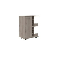 HomeRoots Light Gray Rolling Bar Cart With Wine Storage