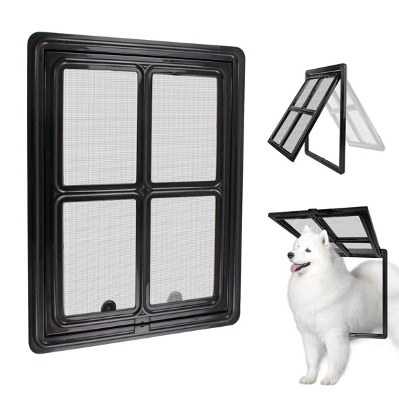 Puerta para perros NAMSAN 31 x 46 cm, magnética, con cierre, negra