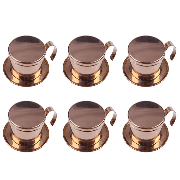 6X Stainless Steel Vietnamese Coffee Filter Single Cup Vietnam Hand Punch Pot Drip Filter Coffee Pot Rose Gold